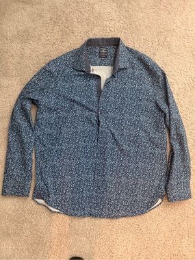Society Of Threads Blue Micro Floral Button-Down Shirt